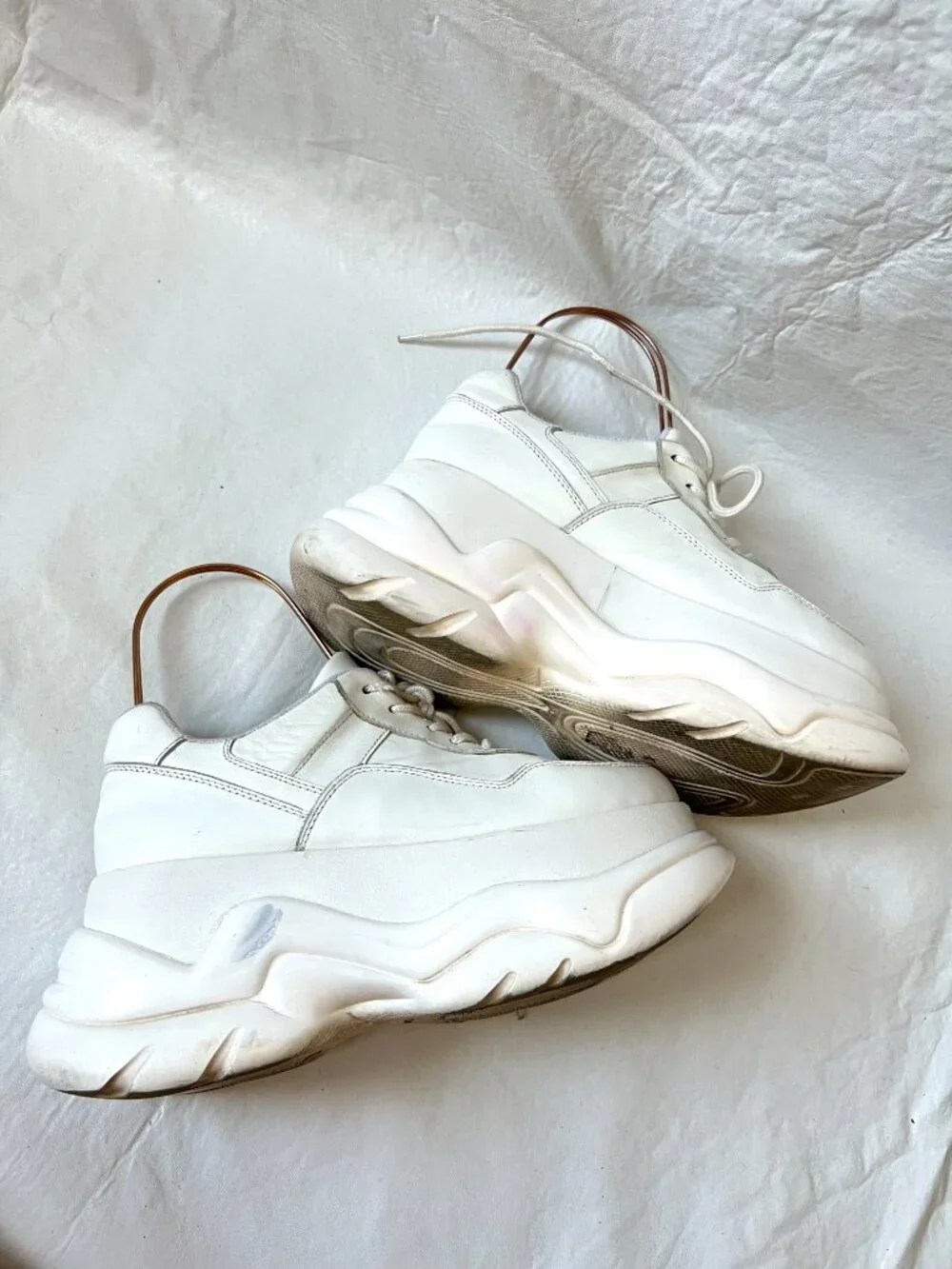 Jeffrey Campbell platform sneakers 8 white leather lace up chunky Most Def 2